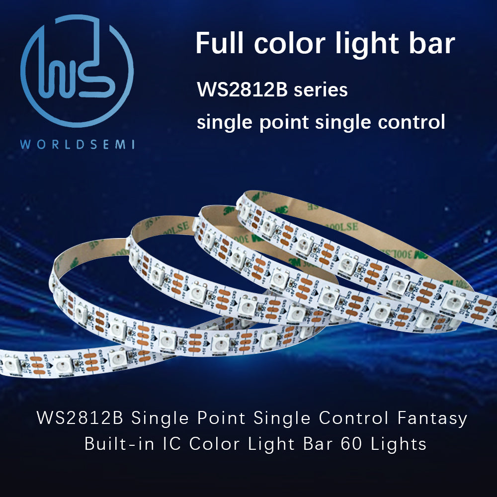 WORLDSEMI WS2812B 5V 30 Lights Fantasy Color Light Strip Built-in IC Single Point Single Control LED Full Color Light Strip