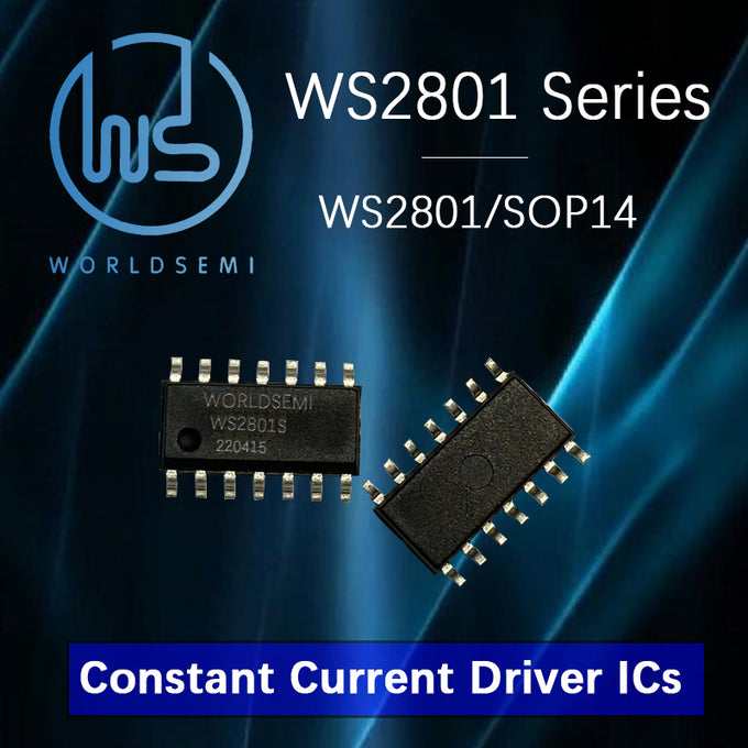 WORLDSEMI WS2801/SOP14 Dual-wire cascade 3-channel constant current driver IC