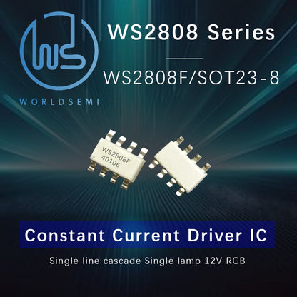 WORLDSEMI WS2808 Single-wire 256-level grayscale three-channel constant current LED driver IC