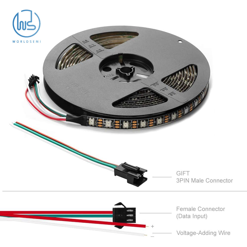 WORLDSEMI WS2812B 5V 30 Lights Fantasy Color Light Strip Built-in IC Single Point Single Control LED Full Color Light Strip