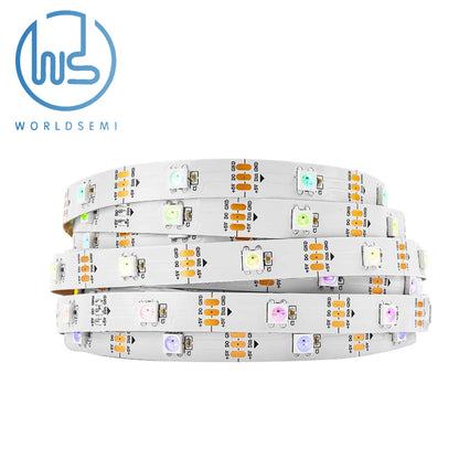 WORLDSEMI WS2812B IC RGB 5050SMD Pure Gold Single Addressable LED Strip 16.4FT 300LED 60LED/m Flexible Full Color IP65 DC5V for DIY Chase Color Project (No Adapter or Controller)