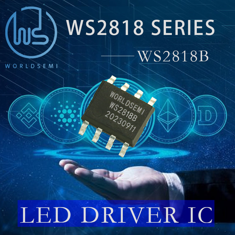 WORLDSEMI WS2818 Series Constant Current IC Full Color String Lights Strip Lights Control Chip Phantom LED Lighting Driver IC