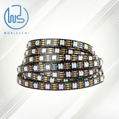 WORLDSEMI WS2812B IC RGB 5050SMD Pure Gold Single Addressable LED Strip 16.4FT 300LED 60LED/m Flexible Full Color IP65 DC5V for DIY Chase Color Project (No Adapter or Controller)