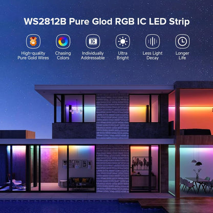 WORLDSEMI WS2812B 5V 30 Lights Fantasy Color Light Strip Built-in IC Single Point Single Control LED Full Color Light Strip