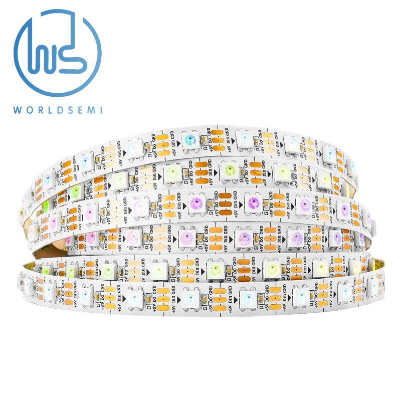 WORLDSEMI WS2812B IC RGB 5050SMD Pure Gold Single Addressable LED Strip 16.4FT 300LED 60LED/m Flexible Full Color IP65 DC5V for DIY Chase Color Project (No Adapter or Controller)