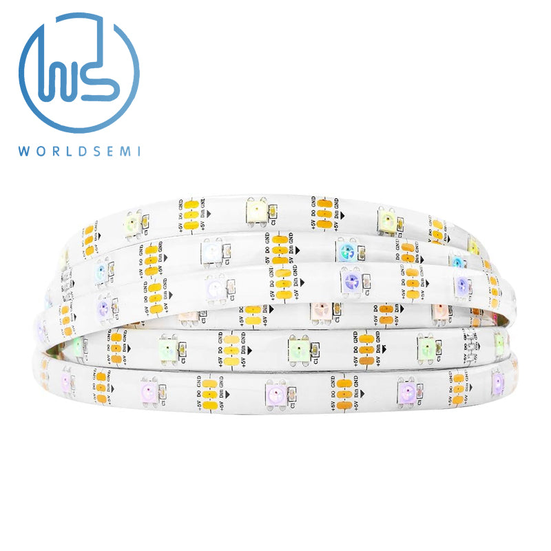 WORLDSEMI WS2812B IC RGB 5050SMD Pure Gold Single Addressable LED Strip 16.4FT 300LED 60LED/m Flexible Full Color IP65 DC5V for DIY Chase Color Project (No Adapter or Controller)