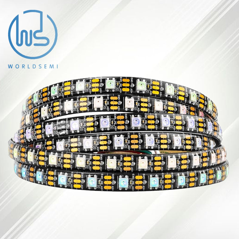 WORLDSEMI WS2812B IC RGB 5050SMD Pure Gold Single Addressable LED Strip 16.4FT 300LED 60LED/m Flexible Full Color IP65 DC5V for DIY Chase Color Project (No Adapter or Controller)