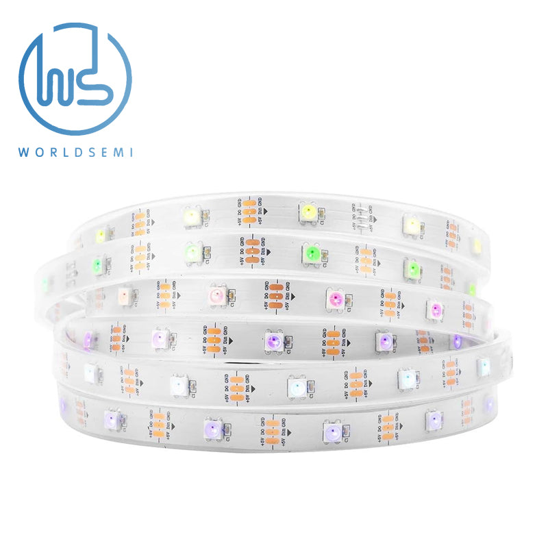 WORLDSEMI WS2812B IC RGB 5050SMD Pure Gold Single Addressable LED Strip 16.4FT 300LED 60LED/m Flexible Full Color IP65 DC5V for DIY Chase Color Project (No Adapter or Controller)