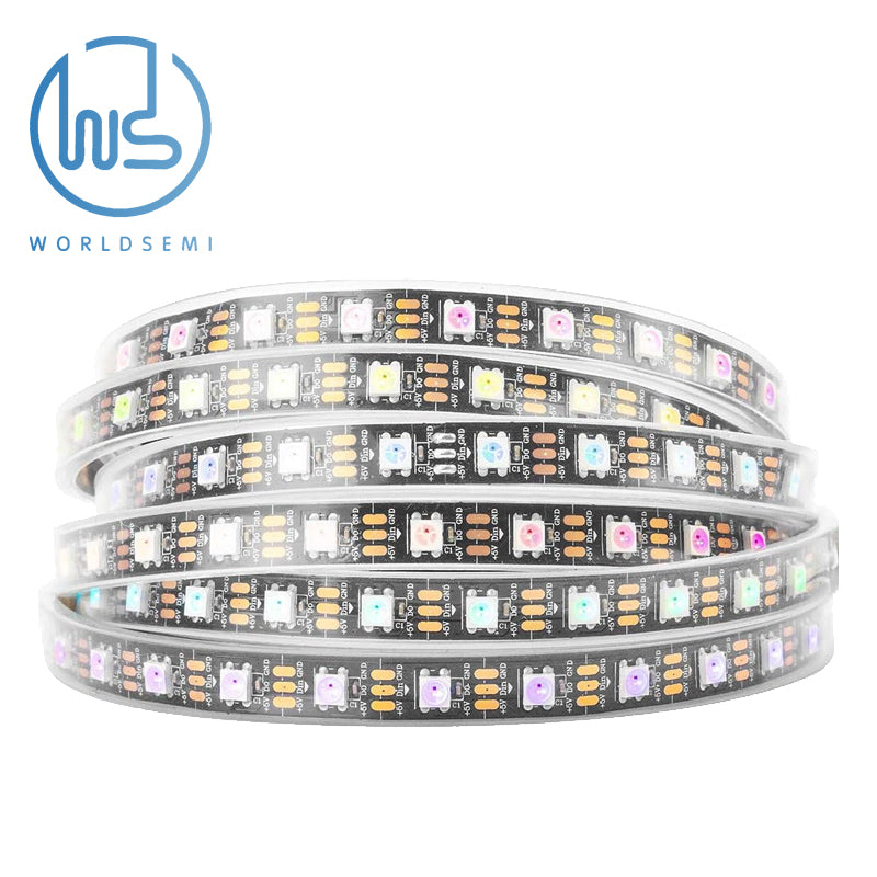 WORLDSEMI WS2812B IC RGB 5050SMD Pure Gold Single Addressable LED Strip 16.4FT 300LED 60LED/m Flexible Full Color IP65 DC5V for DIY Chase Color Project (No Adapter or Controller)