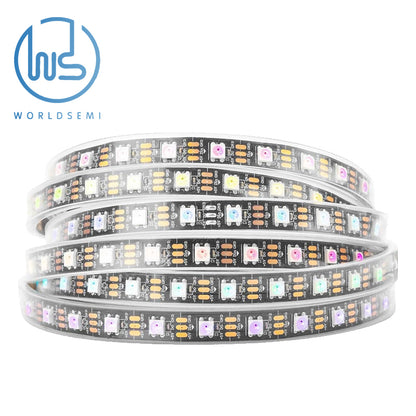 WORLDSEMI WS2812B IC RGB 5050SMD Pure Gold Single Addressable LED Strip 16.4FT 300LED 60LED/m Flexible Full Color IP65 DC5V for DIY Chase Color Project (No Adapter or Controller)