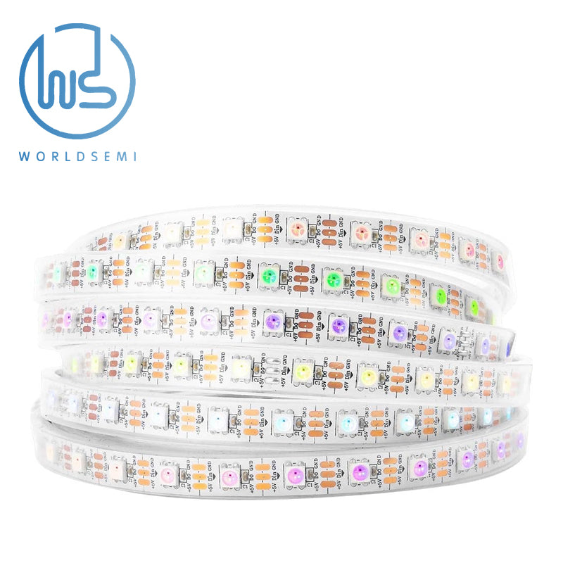 WORLDSEMI WS2812B IC RGB 5050SMD Pure Gold Single Addressable LED Strip 16.4FT 300LED 60LED/m Flexible Full Color IP65 DC5V for DIY Chase Color Project (No Adapter or Controller)