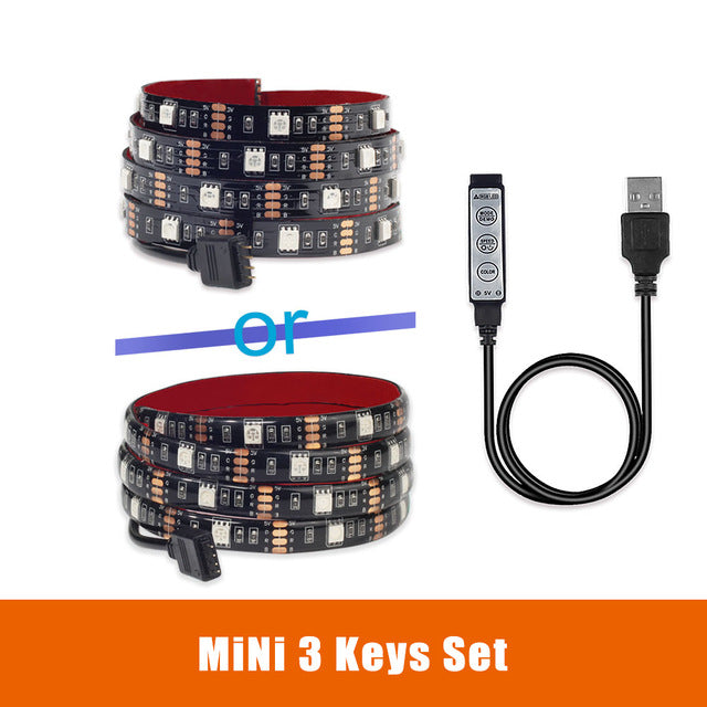 USB LED Strip Kit, IR RF Bluetooth LED Controller, 0.5m 1m 2m Length Per Set, 5050 RGB, Music Strip for TV Background Lighting