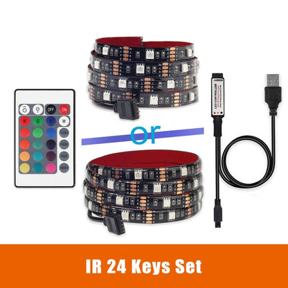 USB LED Strip Kit, IR RF Bluetooth LED Controller, 0.5m 1m 2m Length Per Set, 5050 RGB, Music Strip for TV Background Lighting