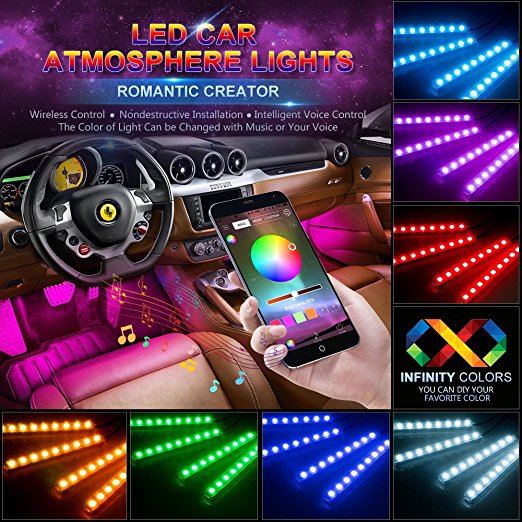 RGB Neon Strip, Interior Decoration Lighting, Wireless APP control, LED Strip Kit for Car Atmosphere Lighting