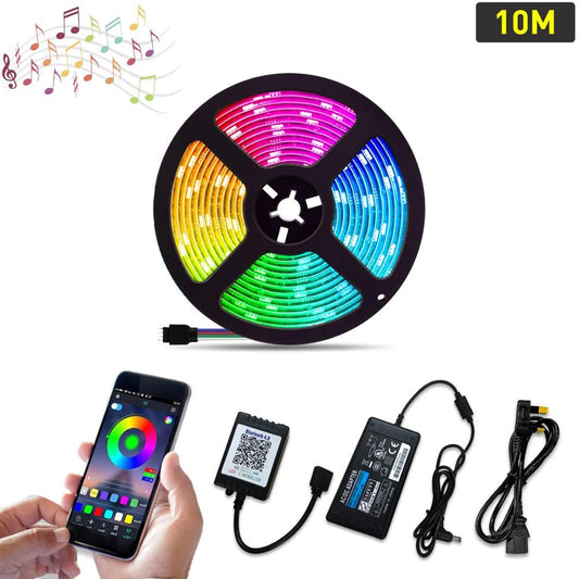 5050 RGB LED Strip Light, 10 Meters 24V 300LEDs, Smart Phone APP Control, RGB Strip Kit for Interior Decorative Lighting