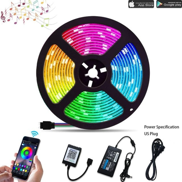 5050 RGB LED Strip Light, 10 Meters 24V 300LEDs, Smart Phone APP Control, RGB Strip Kit for Interior Decorative Lighting