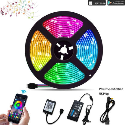 5050 RGB LED Strip Light, 10 Meters 24V 300LEDs, Smart Phone APP Control, RGB Strip Kit for Interior Decorative Lighting