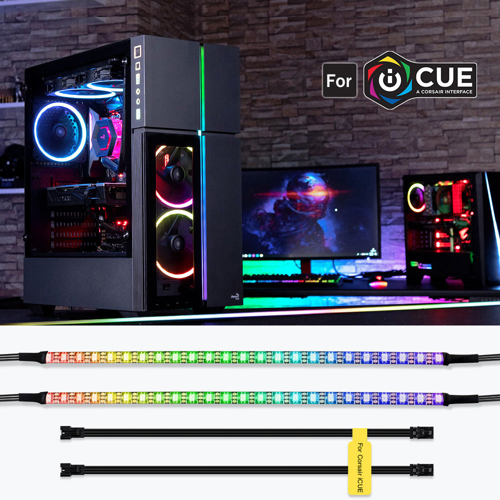 Individually Addressable RGB LED strips, Ws2812b Rainbow color strips, Computer LED Light Kit Decoration for PC case